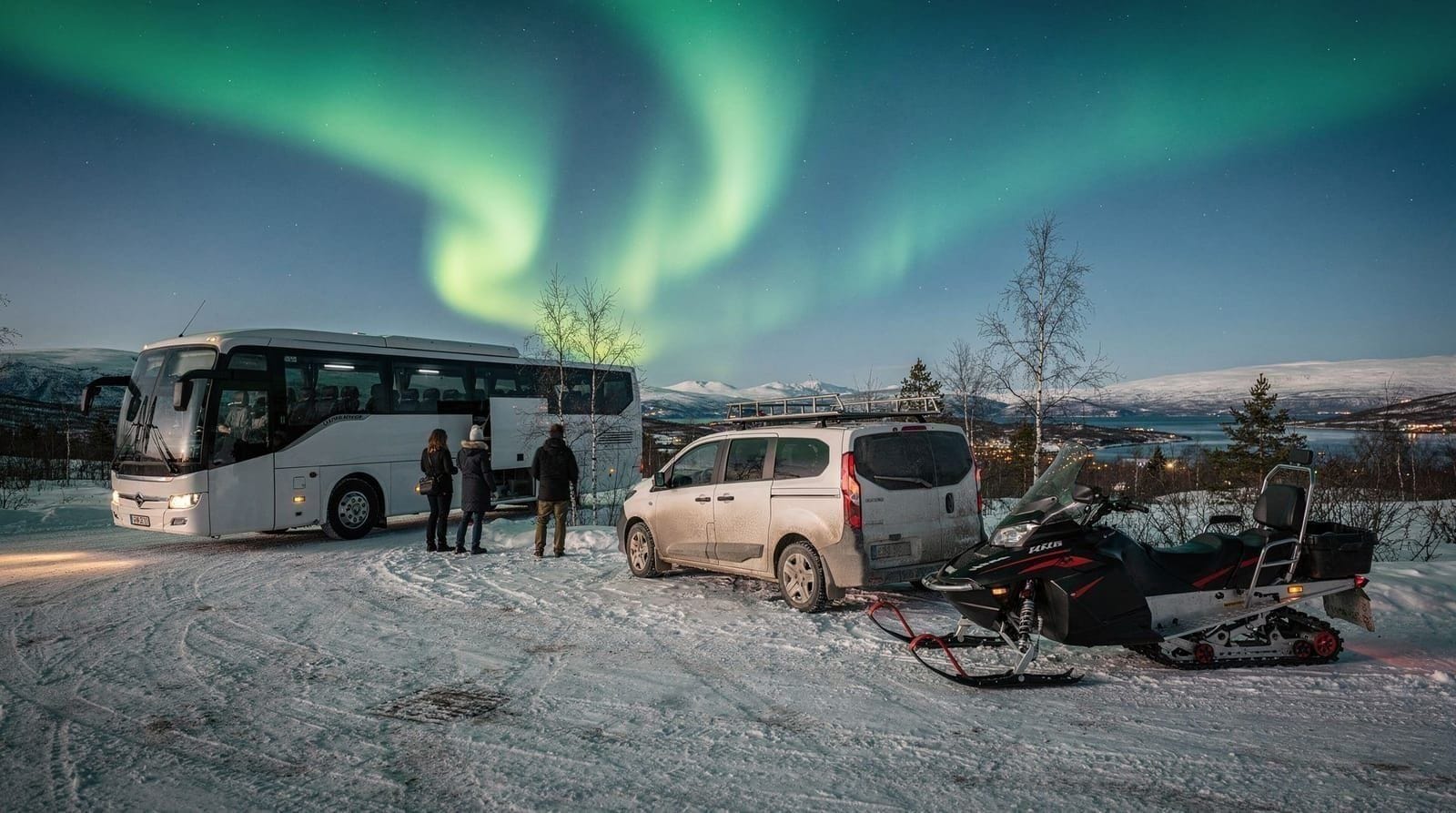 Northern lights tours in Tromsø compared — Minibus, 4x4, catamaran, Tesla, photography — Tromsø northern lights tours compa