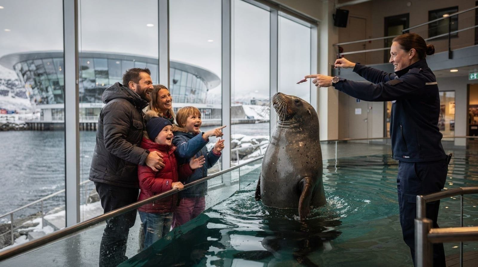 Polaria aquarium Tromsø — family visit guide with prices and tips — Family guide to Polaria aquarium in Tromsø. What to see, bearded seal feeding ti