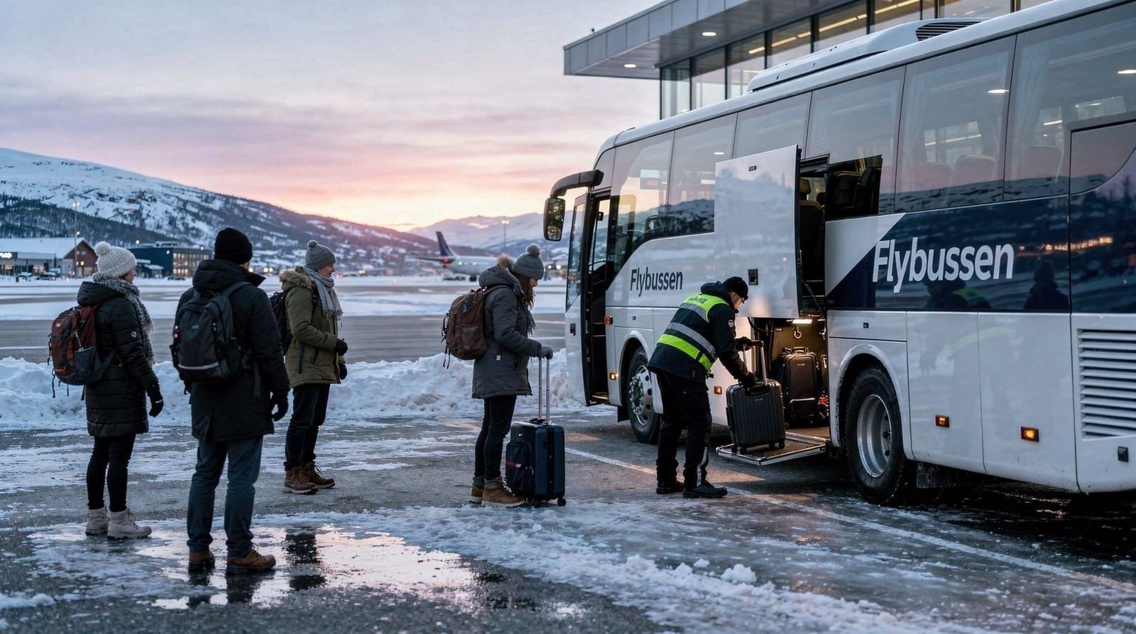 Tromsø airport transfer — bus, taxi, and private options — Tromsø airport (TOS) is 4 km from city centre. Public bus 40/42 costs 48 NOK; Fl