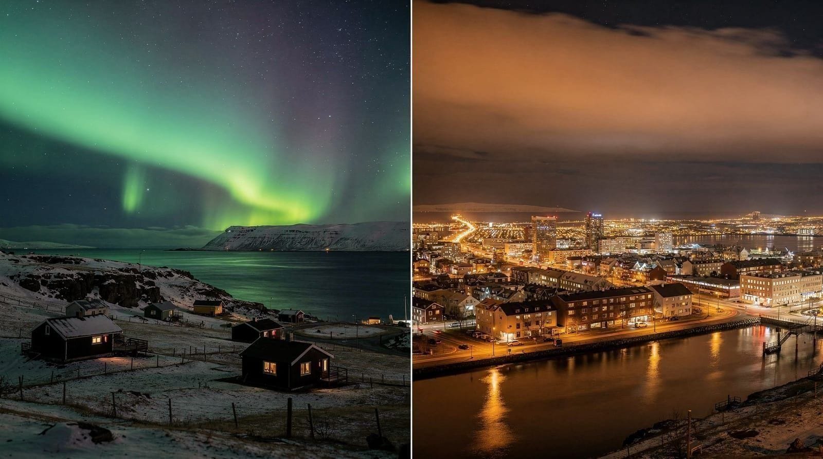 Tromsø vs Reykjavík for aurora — honest 2026 comparison — Tromsø vs Reykjavík aurora comparison for 2026. Aurora probability, cloud cover,